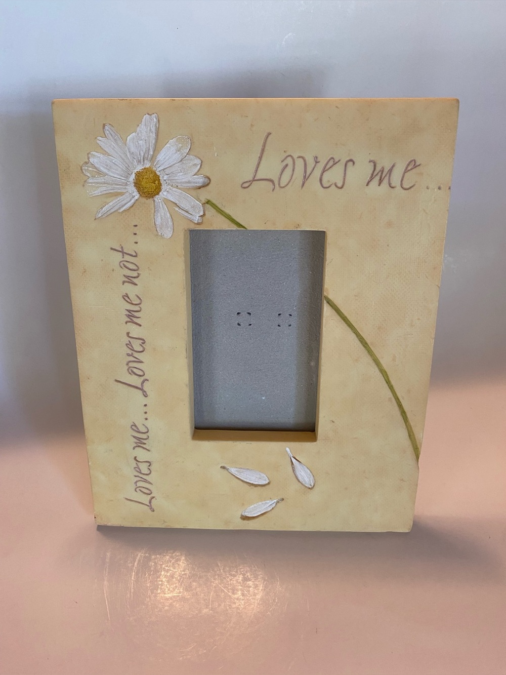 VTG 90s Picture Frame Loves Me Loves Me Not Daisy Engagement Wedding Bridal Gift